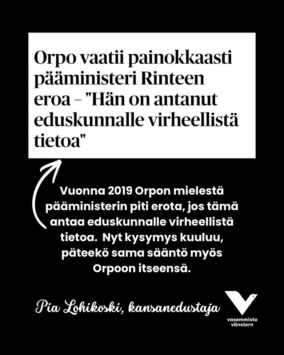 Kirjallinen kysymys pääministerille: annoitteko eduskunnalle väärää tietoa?